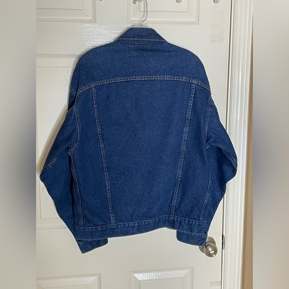 Vintage J Peterman Jacket Mens Large Denim Dark Blue Trucker Made in USA Button - Picture 7 of 11